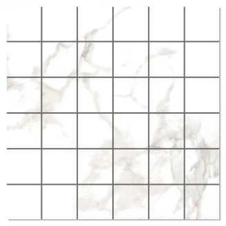 Marmor Mosaik Klinker <strong>Varenna</strong>  Vit Satin 30x30 (5x5) cm
